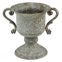 Trofeo decorativo in metallo con manico marrone bianco Ø13,5 cm H19,5 cm