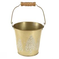 Prodotto Secchio in metallo Fioriera per albero di Natale oro Ø12cm H11,5cm