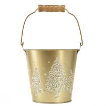 Prodotto Secchio in metallo Fioriera per albero di Natale oro Ø12cm H11,5cm