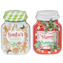 Prodotto Scatola per biscotti in metallo con motivo natalizio, design a barattolo, 15 cm, 2 pezzi