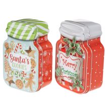 Prodotto Scatola per biscotti in metallo con motivo natalizio, design a barattolo, 15 cm, 2 pezzi