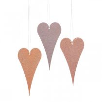 Prodotto Cuori decorativi da appendere per finestra in metallo, cuori decorativi da appendere arancione/viola H10 cm 6 pz