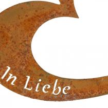 Borchie a cuore &quot;In memory&quot; &quot;In love&quot; &quot;Unforgotten&quot;, decorazione a lutto, patina metallica 8×7cm 12 pezzi