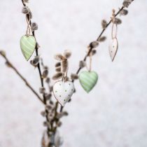 Cuori in metallo da appendere, San Valentino, decorazione primaverile, ciondolo cuore verde, bianco H3.5cm 10pz