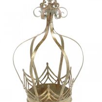Corona in metallo, portacandelina per l&#39;Avvento, fioriera per appendere dorata, aspetto antico Ø16.5cm H27cm