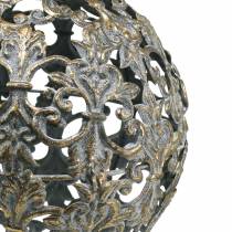 Palla da appendere con ornamenti in metallo dorato aspetto antico Ø12cm