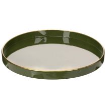 Prodotto Vassoio decorativo verde con bordo dorato, moderno, 30 cm