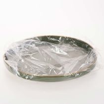 Prodotto Vassoio decorativo verde con bordo dorato, moderno, 30 cm