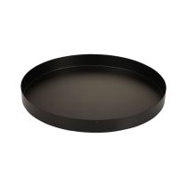 Vassoio portacandele rotondo in metallo nero Ø20cm H2,5cm