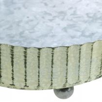 Vassoio per decorare, portacandele ovale, decorazione in metallo argento, verde shabby chic L25/22/18cm H6cm set di 3