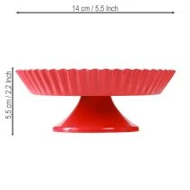 Prodotto Piatto retrò decorativo su piede Metallo Rosso Ø14cm 2 pz