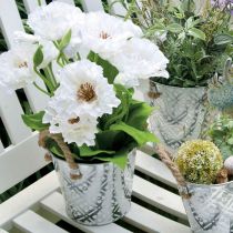 Prodotto Vaso in metallo per piantare, vaso di fiori con manici, fioriera con motivo floreale Ø18cm