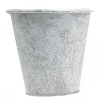 Prodotto Fioriera, fioriera con ornamenti, decorazione in metallo bianco, grigio Ø20.5cm H19.5cm