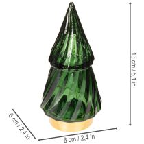 Prodotto Albero di Natale in vetro con luci a LED, decorazione da tavolo, Natale, 13 cm, 2 pezzi