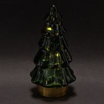 Prodotto Albero di Natale in vetro con luci a LED, decorazione da tavolo, Natale, 13 cm, 2 pezzi
