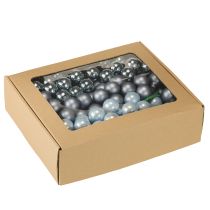 Prodotto Mini palline di Natale in vetro, bacche specchiate, toni blu, 25 mm, 140 pezzi