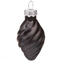 Prodotto Mini palline per albero di Natale in vetro cipolla nera Ø3cm 9 pz