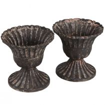Prodotto Mini tazza decorativa vintage in metallo nero ruggine Ø8cm H8,5cm 2 pezzi