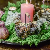 Prodotto Variante mini cestino in filo metallico con manico in legno, marrone ruggine, H 10,5–11,5 cm, 9 pezzi