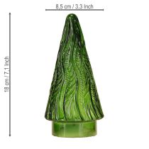 Prodotto Mini albero di Natale in vetro LED rosso verde marrone 18 cm 3 pezzi
