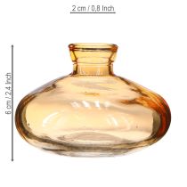 Prodotto Mini vasi in vetro a forma di bulbo piatto arancione Ø9cm 6 pezzi