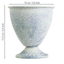 Prodotto Mini calice vaso calice metallo bianco blu decorazione vintage 11,5 cm set 2 pezzi