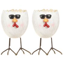 Prodotto Mini fioriera per uova di gallina con occhiali da sole e piedi H12,5 cm 2 pz
