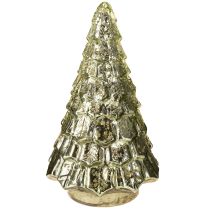 Prodotto Mini albero di Natale con illuminazione a LED verde oro 28cm