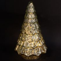 Prodotto Mini albero di Natale con illuminazione a LED verde oro 28cm