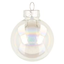 Prodotto Mini palline di Natale in vetro iridescente trasparente 4 cm 24 pz