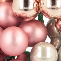 Prodotto Mini palline di Natale in vetro specchio bacche rosa crema Ø20mm 140 pz