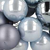 Prodotto Mini palline di Natale in vetro blu opaco metallizzato 40mm 32 pezzi