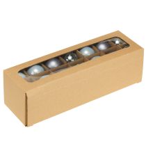 Prodotto Mini palline di Natale in vetro, blu metallizzato opaco, Ø4cm, 24 pezzi
