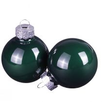 Prodotto Mini palline di Natale in vetro smaltato verde Ø3cm 22 pz