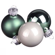 Prodotto Mini palline di Natale vetro verde madreperla grigio Ø3cm 22 pz