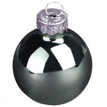 Prodotto Mini palline di Natale vetro verde madreperla grigio Ø3cm 22 pz