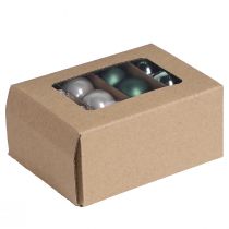 Prodotto Mini palline di Natale vetro verde madreperla grigio Ø3cm 22 pz