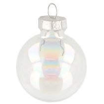 Prodotto Mini palline di Natale in vetro trasparente iridescente 3 cm 22 pezzi