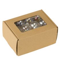 Prodotto Mini palline di Natale in vetro trasparente iridescente 3 cm 22 pezzi