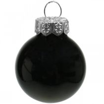 Prodotto Mini palline di Natale in vetro nero lucido/opaco Ø2,5cm 22 pezzi