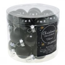 Prodotto Mini palline di Natale in vetro nero lucido/opaco Ø2,5cm 22 pezzi