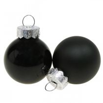Prodotto Mini palline di Natale in vetro nero lucido/opaco Ø2,5cm 24 pz