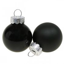 Prodotto Mini palline di Natale in vetro nero lucido/opaco Ø2,5cm 24p