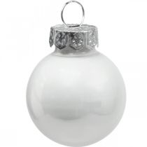 Prodotto Mini palline di Natale in vetro bianco lucido/opaco Ø2,5cm 22 pezzi