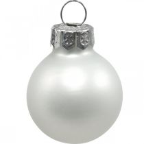 Prodotto Mini palline di Natale in vetro bianco lucido/opaco Ø2,5cm 24 pz