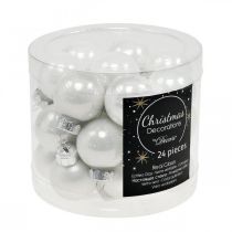 Prodotto Mini palline di Natale in vetro bianco lucido/opaco Ø2,5cm 22 pezzi