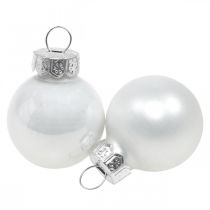 Prodotto Mini palline di Natale in vetro bianco lucido/opaco Ø2,5cm 24p