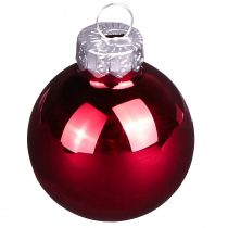 Prodotto Mini palline di Natale vetro rosso lucido opaco Ø3cm 22 pz
