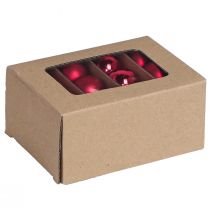 Prodotto Mini palline di Natale vetro rosso lucido opaco Ø3cm 22 pz