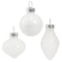 Prodotto Mini palline di Natale palline bianche per albero in vetro 3 cm 9 pz